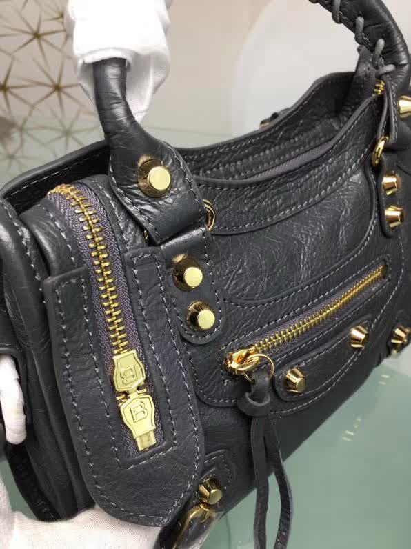 BALENCIAG巴黎世家 歐洲水貨 Balenciaga city mini 小金釘 限量 原廠爆裂紋羊皮黑色 手提肩背包  BL1184